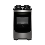 Fogão Consul 4 bocas cor Inox com mesa de vidro e trempe de ferro fundido – BIVOLT