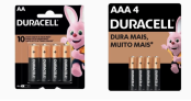 Pilha Duracell Alcalina AA ou AAA 4 Unidades