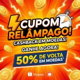 Cupom de 50% de cashback em Moedas até R$ 10 na Shopee