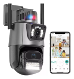 Câmera Segurança Wifi Ip Lente Dupla 2x 3mp Externa 360° Cor Cinza Aprova Dágua G.Eye