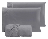 Jogo Lençol Casal 3pç 400 Fios Hipercal Conforto Macio Cor Cinza Desenho do tecido Liso