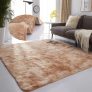 Tapete Felpudo Dhalishop Shaggy Sala 2×1.4m Bege Mesclado Antiderrapante Lavável
