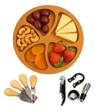 Kit Vinho 4 Peças + 4 Facas P Queijo + Petisqueira Presente