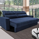 Sofá 3 Lugares Clean Retrátil Reclinável Cama Inbox – Azul – Liso