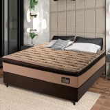 Cama Box Casal Colchão Espuma D33 Pillow Top Van Gogh 138x188x67cm Marrom Hellen – Suporta até 120kg por Pessoa