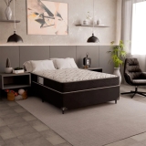 Cama Box Casal + Colchão D33 One Face – Suede Preto Cor Couro preto