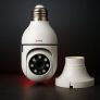 Câmera De Segurança Lâmpada Soquete Wifi Visão Noturna 360 Graus Full Hd Espiã App Yoosee Cor Branca