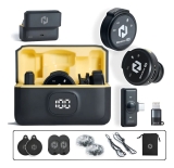 Microfone Sem Fio Magnético Duplo Redução De Ruído J6