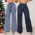 Kit 2 Calça Jeans Wide Leg Cintura Alta Feminina 100% Algodão