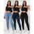 Kit 3 Calça Jeans Feminina Skinny C/ Elastano Cós Alto Lycra