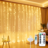 Cortina Led 3×3 Metros Luzes Natal Pisca Decoração Fio Fada Amarelo 127/220v