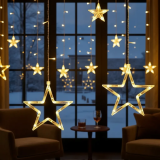 Cascata Led Com Estrelas Decoração 8 Funções Pisca Natal