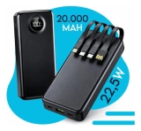Carregador Portátil 20000 Turbo 22.5w Power Bank Premium Universal Rápido Para Samsung iPhone Xiaomi Motorola Celular Smartwatch Tablet Davely Preto