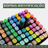 Conjunto 48 Cores Canetas Marcador Ponta Dupla Permanente Preto
