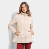 Casaco Queen’s Nylon Puffer Gola Alta Feminino – Bege