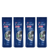 Kit Shampoo Anticaspa Clear Men Limpeza Profunda 200ml com 4 unidades – Incolor