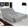Sofá-Cama e Chaise Casal Versátil Veludo Liso Cinza