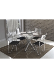 Conjunto Mesa Volga com 4 Cadeiras Napoles Preto e Cromado Kappesberg Crome
