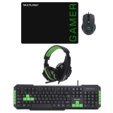 Combo Gamer – Headset Gamer, Mouse Gamer 3200DPI 6 Botões e Teclado Gamer Com Hotkeys Preto/Verde Multilaser – PH123K
