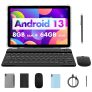 Tablet PRITOM 10 Plus Touch Tela 10″ Android 13 4+4GB RAM 64GB ROM WiFi 6 Bluetooth 5 Mouse Caneta Teclado Capa