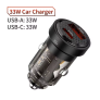 Carregador de Carro Toocki 33W USB C USB A Power Delivery 20W