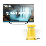 Tela Toshiba QLED 55 Pol, 55M550KB Quantum DOT 4K Smart + Pipoqueira de Tigela Sem Óleo 127V-1200W Amarela – TB001K