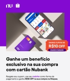 Desconto de R$ 10 OFF em compras acima de R$ 60 pagando com Nubank