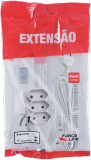 Force Line – Extensão Slim, 3 Tomadas, Bipolar, Bivolt, 1 Metro, Branco