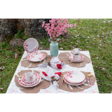 Aparelho de Jantar, Chá e Sobremesa 20 Peças Biona Jardim Oriental em Cerâmica – Branco/Vermelho