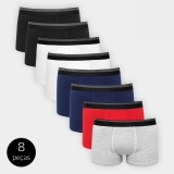 Kit Cueca Boxer UNW Elástico Listras 8 Peças
