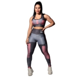 Conjunto Calça Legging Fitness Mais Top Com Bojo Poliamida Academia Cintura Alta