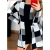 Casaco Xadrez Cardigan Tricot Lã Max Kimono de Frio Manga Longa Tendência Moda Inverno Elegante