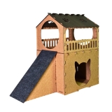 Casa Para Gatos Dois Andares Toca Em Mdf Caramelo Cama Beliche Brinquedo Arranhador Gato Diversão
