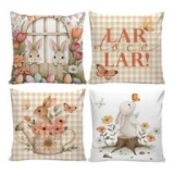 Kit 4 Capas de Almofadas Decorativas 45x45cm de Páscoa para Sala Quarto e Decoração Ovo de Páscoa