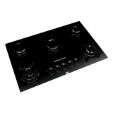 Cooktop a Gás 5 Bocas Brastemp Ative! com Acendimento Superautomático, Grades Piatina e Mesa em Vidro Temperado Preto Bivolt
