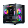 Gabinete Gamer Liketec Dasha V2, Cubo, M-ATX, Mini Tower, Frontal e Lateral em Vidro Temperado, Sem FANs, Preto – LC-MT-CUBODASHAV2-SF