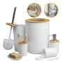 Kit Banheiro 6 Peças Bride Premium Bambu Resistente Lavabo