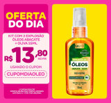Kit com 2 Explosão Óleos Linhaça + Algodão 55ml ou Explosão Óleos Abacate + Oliva 55ml ou Explosão Óleos Jojoba + Argan 55ml