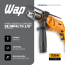 WAP Parafusadeira e Furadeira Impacto 3/8″ WF 700FE W2, Limitador de Profundidade e Empunhadeira Auxiliar 40Nm 700W