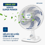 Ventilador de Mesa Mondial VSP-40-W Super Power 40CM Branco 110V