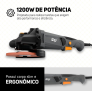 WAP Esmerilhadeira Angular 5” WF ES02 com Empunhadura Auxiliar 3 Posições Protetor de Disco125MM 13000RPM 1200W