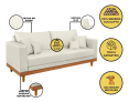 Sofá Living 3 Lugares Suede Resistente Madeira + Almofadas
