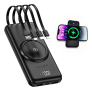 Power Bank Polares 20000mAh Com Indução e Cabos Integrados, Cor Preto