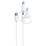 Cabo 3 Em 1 iwill Micro Usb/Usb-C 1M Branco Mfi
