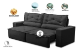Sofá Retrátil E Reclinável Com Molas 1,80m Livia Suede Preto