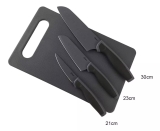 Jogo 3 Facas Cozinha C/ Tábua Slice Craft 4 Pçs Preto Oster