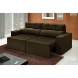 Sofá 4 Lugares Triunfo Retrátil e Reclinável Suede Amassado – Marrom – Rifletti estofados Marrom