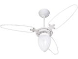 Ventilador de Teto Ventisol Premium Wind Light – 3 Pás Branco e Transparente para 1 Lâmpada