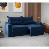 Sofá 3 Lugares Retrátil Lubeck Suede Azul Marinho 180 cm