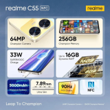 Smartphone Realme C55 8GB ram + 256GB Cam 64MP Tela 6.72 Carregador 33w – Dourado